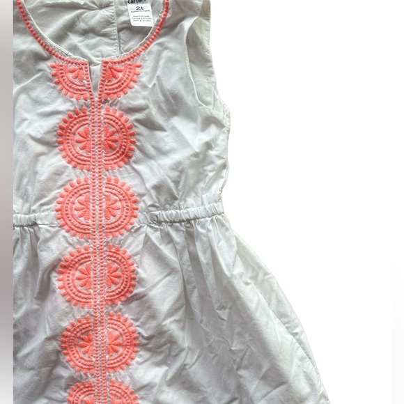 Carter’s  2T Girls White Embroidered Sleeveless Summer Dress - Picture 3 of 5